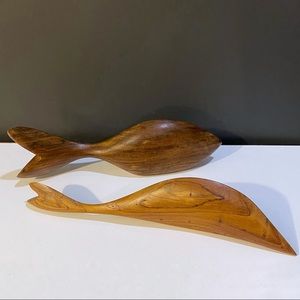 MCM Danish Mid Century Wooden Fish Set Teak Figure